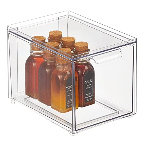 mDesign Schubladenbox – Stapelbox aus Kunststoff für Küchen- und Kühlschrank – Küchen Organizer für Snacks, Nudeln, Gemüse etc. – durchsichtig von mDesign
