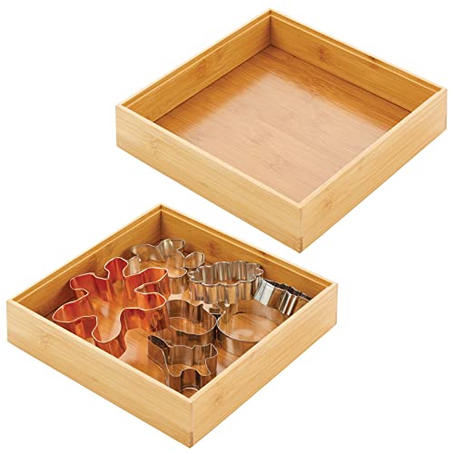 mDesign Schubladeneinsatz aus Bambus – stapelbarer Besteckeinsatz für Gabeln, Messer und Küchenspachtel – Schubladenbox für Küchengeräte – 2er-Set – bambusfarben von mDesign