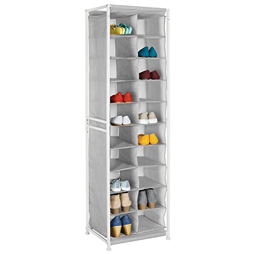mDesign Schuhregal – praktischer Schuhschrank mit Metallrahmen für den Eingangsbereich oder die Abstellkammer – Schuhablage mit 20 großzügigen Fächern – grau von mDesign