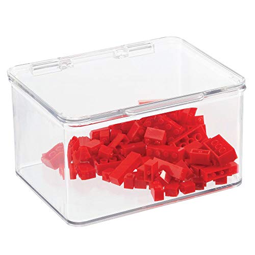 mDesign Spielzeugaufbewahrung – Aufbewahrungsbox mit Deckel zum Spielsachen verstauen im Regal oder unter dem Bett – transparent von mDesign