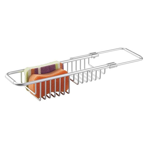 mDesign Spülbeckenablage - Mit dem praktischen Schwammhalter Küchenutensilien über der Spüle aufbewahren - Spülbecken Organizer auch für Spülbürste geeignet - Aluminium von mDesign