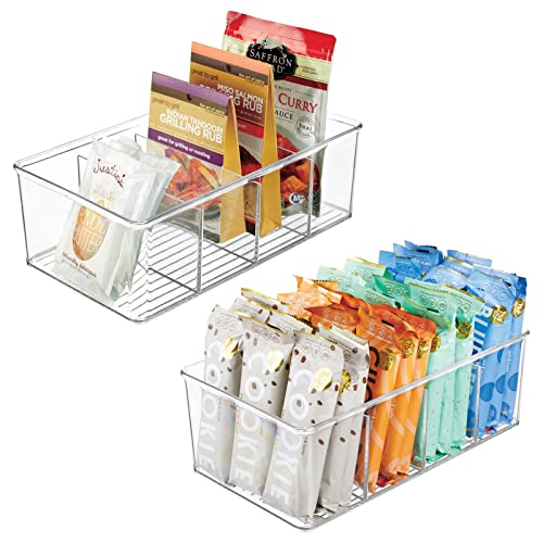 mDesign Stapelbare Aufbewahrungsbox (2er Set) - praktischer Aufbewahrungskorb aus Kunststoff mit 4 Fächern - moderne Küchenaufbewahrung für Suppen, Gewürze, etc. - transparent von mDesign