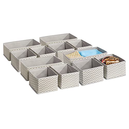 mDesign Stoffbox für Schrank oder Schublade – die ideale Stoff Aufbewahrungsbox – 12er-Pack: Acht kleine und vier große Boxen – flexibel verwendbare Schubladen Organizer – taupe/Natur von mDesign