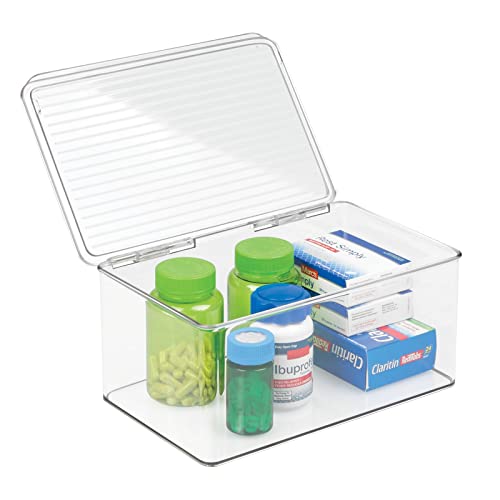 mDesign Tablettenbox groß - Organizer für Vitaminpräparate und vieles mehr - auch als Aufbewahrungsbox für Accessoires oder Kosmetik geeignet - mit Deckel - transparent von mDesign