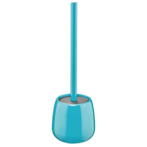 mDesign Toilettenbürste mit WC Bürstenhalter – hochwertige WC Bürstengarnitur aus Metall – kompakte Klobürste und Halterung – Türkis von mDesign