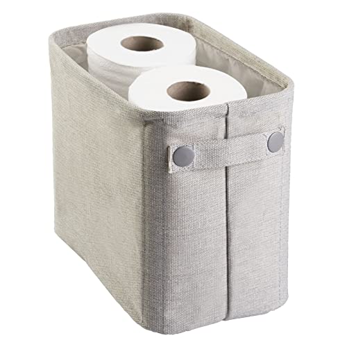 mDesign Toilettenpapierhalter (klein) aus Baumwolle – auch als Aufbewahrungskorb für Handtücher und Zeitungen – Elegante Toilettenpapier-Aufbewahrung – hellgrau von mDesign