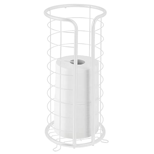 mDesign Toilettenpapierhalter aus Metall – Aufbewahrungsbehälter für 3 Rollen Toilettenpapier – Freistehender Toilettenpapierhalter – Stilvoller Badezimmerboden Toilettenpapierständer – Omni von mDesign