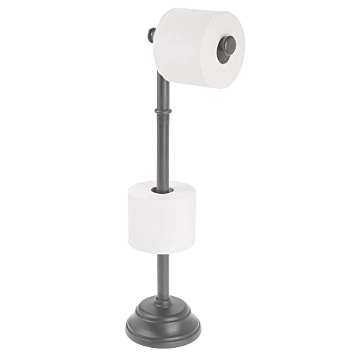 mDesign Toilettenpapierhalter für DREI WC-Rollen – Zeitloser Papierrollenhalter für Bad und WC – Klopapierhalter auch für größere Rollen – grau von mDesign