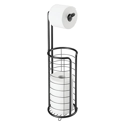 mDesign Toilettenpapierhalter stehend - moderner Papierrollenhalter fürs Badezimmer - rostbeständiger Klopapierhalter mit Stil - mattschwarz von mDesign
