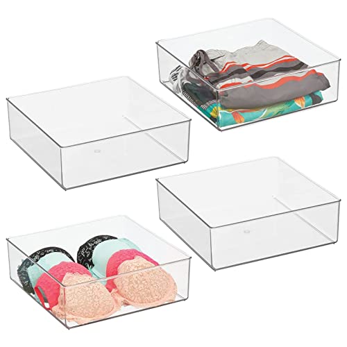mDesign große Aufbewahrungsbox – praktische Schrankbox für das Schlafzimmer – idealer Organizer für Kleidung und Accessoires aus BPA-freiem Kunststoff – 4er-Set – durchsichtig von mDesign