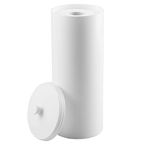 mDesign großer Toilettenpapierbehälter mit Deckel - Toilettenpapieraufbewahrung aus Kunststoff (Durchmesser: 16cm) stehend - Toilettenpapier Box auch für große Rollen - Weiß von mDesign