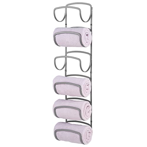 mDesign praktischer Handtuchhalter aus Metall – rostbeständiger Handtuchständer fürs Badezimmer mit 6 Fächern – platzsparendes Badzubehör zur Wandmontage – dunkelgrau mDesign praktischer Handtuchhalter aus Metall – rostbeständiger Handtuchständer fürs Badezimmer mit 6 Fächern – platzsparendes Badzubehör zur Wandmontage – dunkelgrau von mDesign