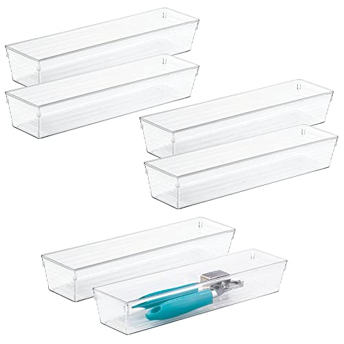 mDesign praktischer Schubladen Organizer – Aufbewahrungssystem für Besteck und Küchenutensilien – Box aus BPA-freiem Kunststoff – 6er-Set – durchsichtig von mDesign