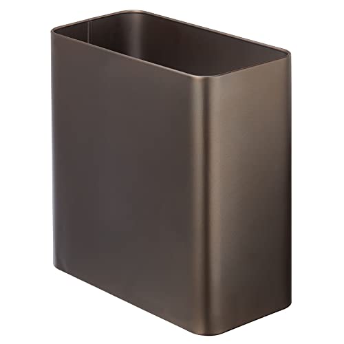 mDesign rechteckiger Mülleimer – kompakter Abfalleimer für Bad, Büro und Küche mit ausreichend Platz für den Müll – Papierkorb aus Metall – bronzefarben von mDesign