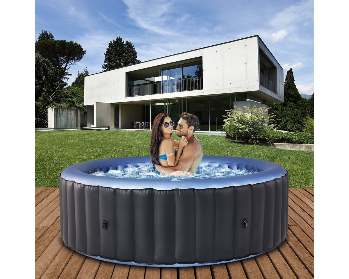 mSpa Whirlpool Outdoor Whirlpool aufblasbar Comfort Bergen C-BE041 für 4 Personen, (1,8 m - Luxus Garten Pool - inkl. 2x Filterkartusche - Anti-Rutsch Bodenmaterial - Schnellheizsystem - Winterfest, 2-tlg., Isolierabdeckung - Indoor - LED Fernbedienung - Selbstaufblasbar), Pool Rund - Jacuzzi Bubble Spa - UV-C Wasserreinigung - 118 Luftdüsen von mSpa