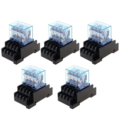 5sets Leistungsrelais LY4NJ HH64P DC 12V 24V 110V 220V AC 4PDT Allzweck-Miniaturrelais 14 Pins 10A mit PTF14A Sockelbasis(DC,220V) von mXCDtRptJ