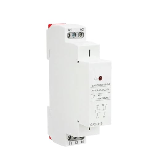 Din Rail Type GR8 AC DC 12V 24V 48V Switch Relay Intermediate Relay Auxiliary Relay 8A 16A Approved(ACDC24V,GR8-116) von mXCDtRptJ