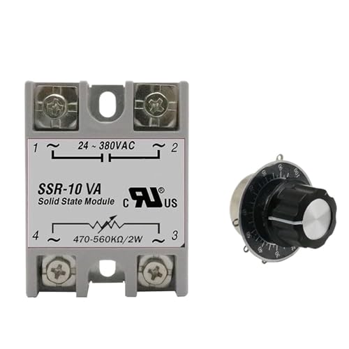 SSR-10VA SSR-25VA SSR-40VA SSR Solid State Relay Voltage Regulator AC24-380V Output + Potentiometer für PID Temperaturregler (mit Potentiometer, SSR-40VA) von mXCDtRptJ