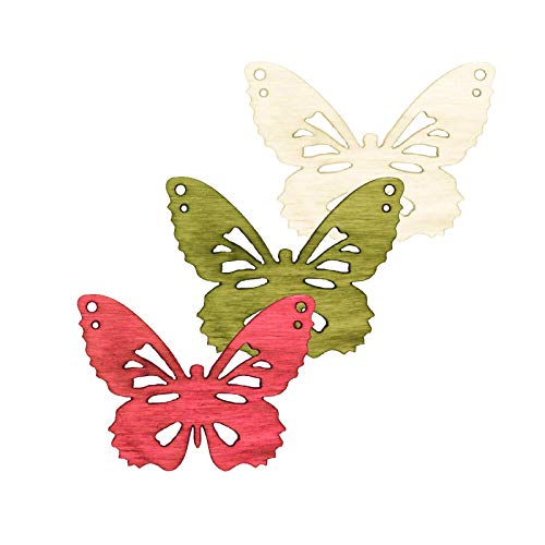 12 Holz-Deko Streudeko Schmetterling Vogel Blume Blüte, 40mm, Farbmix, Motivwahl, Variante:Variante 8 von maDDma