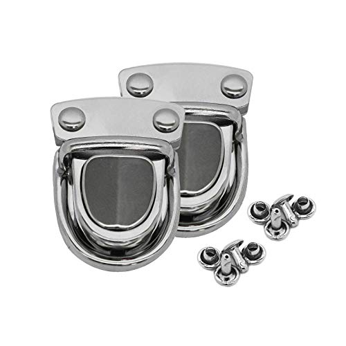 2 Steckschlösser Mappenverschluss Taschenschloss Mappenschloss, Größen Farbwahl, Größe:3.9 x 3.0 cm, Farbe:silber von maDDma