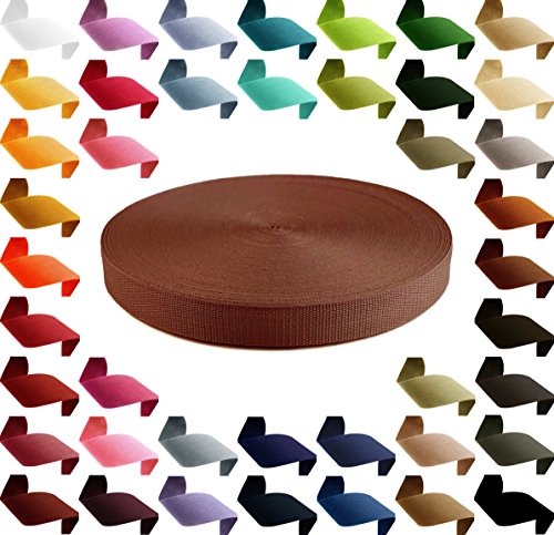 50m PP Gurtband, Polypropylen, 25mm breit, 1,3mm stark, Farbwahl 40 Farben, Gurtband:236 braun von maDDma