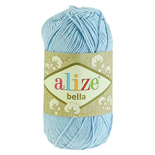 100g ALIZE BELLA uni, Baumwoll-Strickgarn/Häkelgarn, Farbwahl, Farbe:40 blau von Alize
