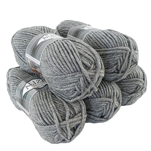 500g Strickgarn Strickwolle Alize Superlana Maxi 25% Wolle, Farbwahl, Farbe:21 grey melange von maDDma