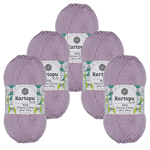0,5kg Kartopu Baby Natural Cotton Häkelgarn Strickgarn Acryl-Baumwolle Farbwahl, Farbe:K705 altrosa von maDDma
