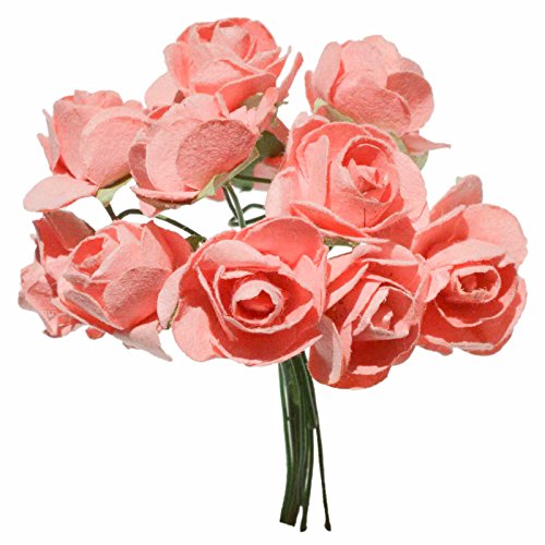 1 Bündel je 12 Rosen Röschen, Länge 7cm, Dekoration, Floristik, Farbe wählbar, Farbe:lachsfarben von maDDma