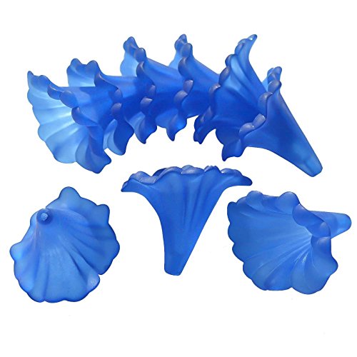 10 Blütenkelch-Perlen 41x35mm Kelche Lilien Röcke Blumenkelch Farbauswahl, Farbe:blau von maDDma