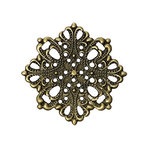 10 Deko-Ornament Blume 44x44mm antikmessing, Metallornament Metall-Verzierung von maDDma