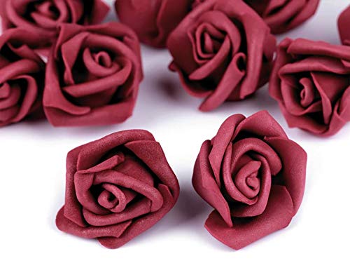 10 Deko-Rose Rosenblüte Rosenkopf 4cm Moosgummirosen Foamrosen Schaumrosen, Farbwahl, Farbe:bordeaux von maDDma