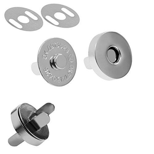 10 Magnet-Verschlüsse rund + oval Größen- Farbwahl - Taschen Schloss Verschluss, Farbe:silber, Größe:18-18mm von maDDma
