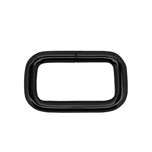 10 Rechteck Ringe Rahmen Durchzug Metall-Schlaufe Gurtband Variantenwahl, Farbe:schwarz matt, Größe:42 (32) x 25 x 5 mm von maDDma