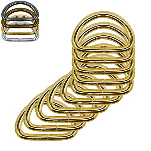 10 stabile Halbringe D-Ringe Metallring Halbrund Ring Größen- /Farbwahl, Farbe:gold, Größe:41 (32) x 27 x 5 mm von maDDma