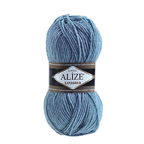 ALIZE Lanagold 100g 49% Wolle Strickgarn Winterwolle Schurwolle Farbwahl, Farbe:hellblau-grau von maDDma