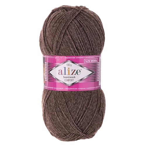 100g Sockenwolle Superwash Comfort 4-fädig Schurwolle Sockengarn Farbauswahl, Farbe:240 braun meliert von maDDma