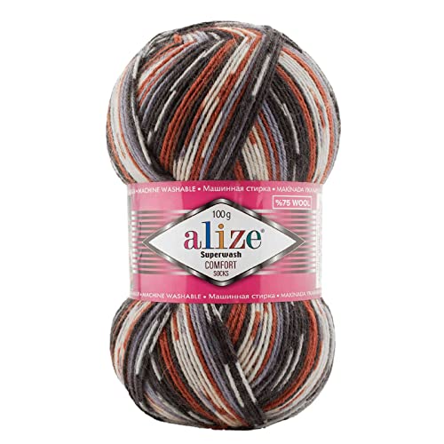 100g Sockenwolle Superwash Comfort 4-fädig Schurwolle Sockengarn Farbauswahl, Farbe:7840 schwarz creme braun 100g Sockenwolle Superwash Comfort 4-fädig Schurwolle Sockengarn Farbauswahl, Farbe:7840 schwarz creme braun von maDDma