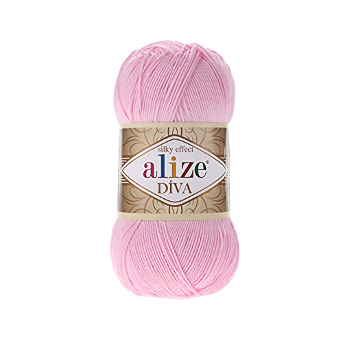 100g Strickgarn ALIZE DIVA Sommerwolle Häkelgarn Wolle Sommer Stricken Häkeln, Farbe:291 pink von maDDma