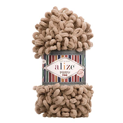 100g Strickgarn ALIZE Puffy Fine, Fingerstrick Fingerstrick-Wolle ohne Nadel, Farbe:415 sand von maDDma