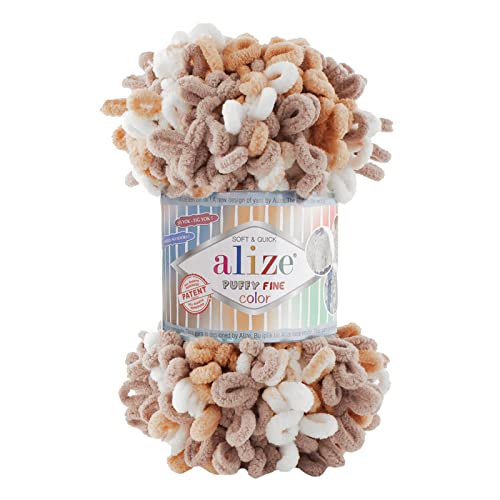 100g Strickgarn ALIZE Puffy Fine Color, Fingerstrick Fingerstrick-Wolle ohne Nadel, Farbe:6403 von maDDma