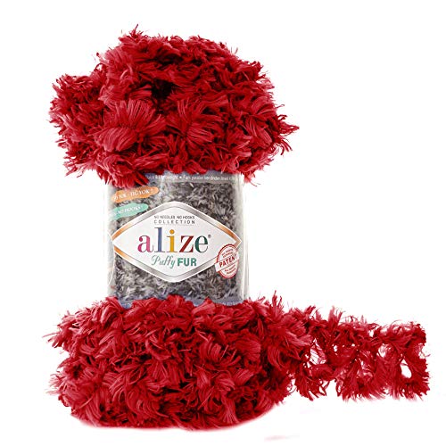 Strickgarn ALIZE Puffy Fur 100g Fransenwolle Fransenstrickgarn Stricken ohne Nadel Farbwahl, Farbe:6109 rot Strickgarn ALIZE Puffy Fur 100g Fransenwolle Fransenstrickgarn Stricken ohne Nadel Farbwahl, Farbe:6109 rot von maDDma