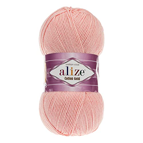 100g Strickgarn Alize Cotton Gold Uni Klassikgarn Häkelgarn Strick-Wolle Farbwahl, Farbe:393 hellrosa von maDDma