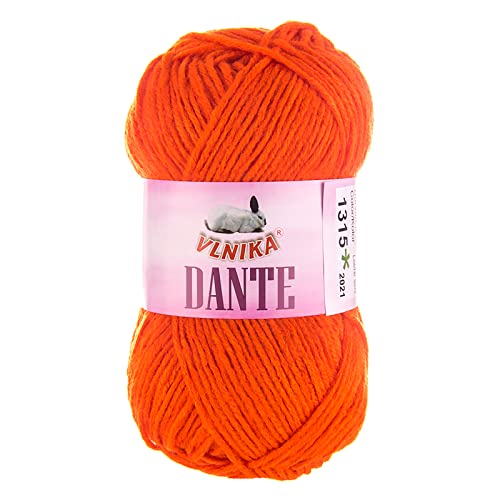 100g Strickgarn Dante Uni und Color Häkelgarn Handstrickgarn Wolle Farbwahl, Farbe:1315 orange von maDDma