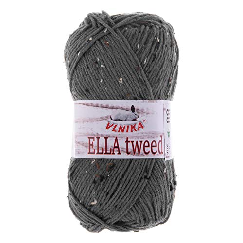 100g Strickgarn Ella Tweed Klassikgarn Strickwolle Handstrickgarne Farbwahl, Farbe:88 grau von maDDma