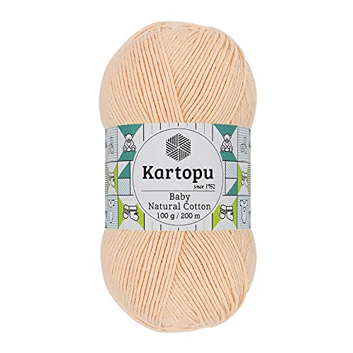 100g Strickgarn Kartopu Baby Natural Cotton Häkelgarn Acryl-Baumwolle Farbwahl, Farbe:K227 apricot von maDDma