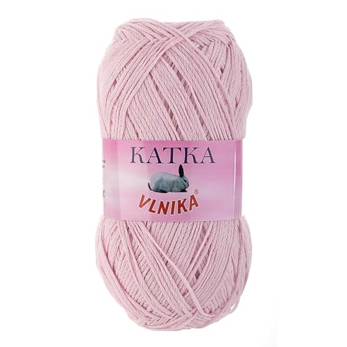 100g Strickgarn Katka Unifarben 80% Baumwolle Sommergarn Häkelgarn Strickwolle Farbwahl, Farbe:406 - rosa von maDDma