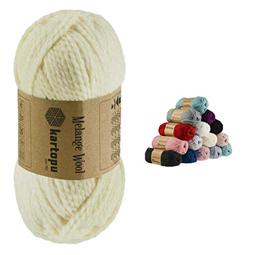 100g Strickgarn Melange Wool Strick-Wolle Garn Häkelgarn Wolle Farbwahl, Farbe:K025 creme von maDDma