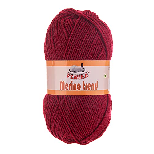 100g Strickgarn Merino trend aus 49% Merino-Wolle Strickwolle Wintergarn Handstrickgarn, Farbe:108 rot von maDDma