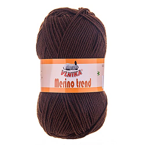 100g Strickgarn Merino trend aus 49% Merino-Wolle Strickwolle Wintergarn Handstrickgarn, Farbe:116 dunkelbraun von maDDma